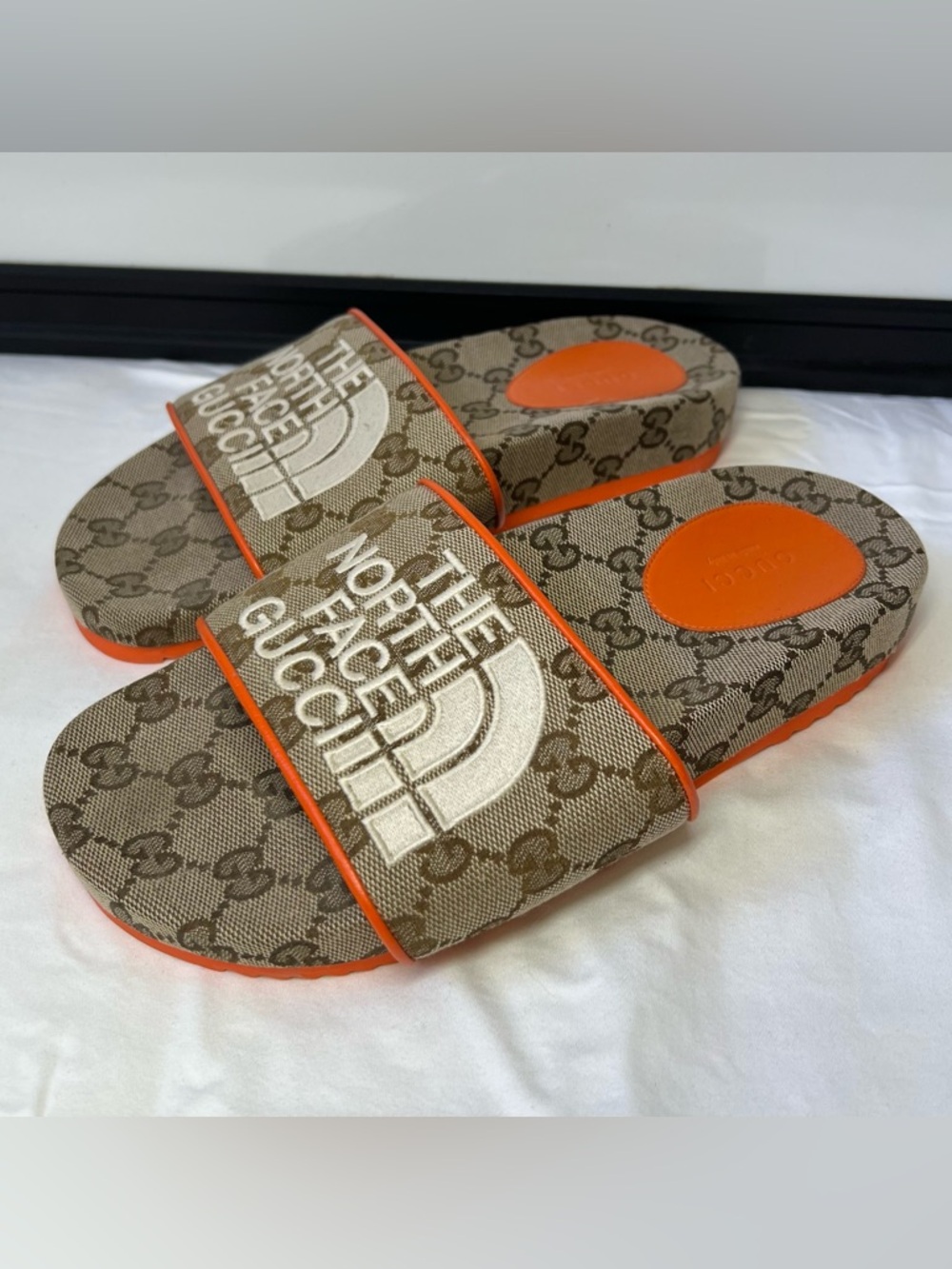 Gucci x The North Face Monogram Slide Sandals GG Logo Size 7